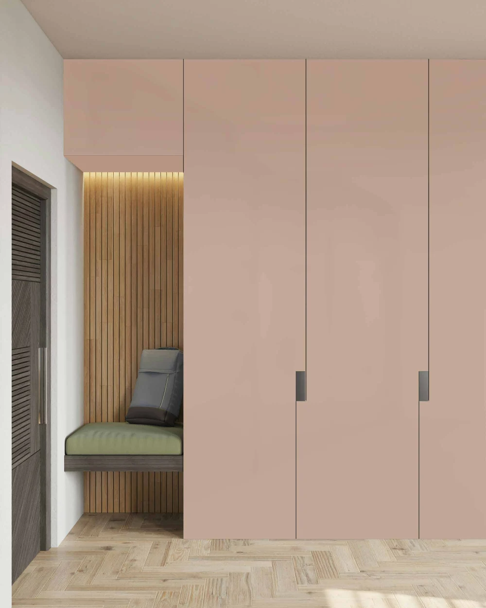 Blush storage fronts beside a recessed seat in the INNOVA catalogue.